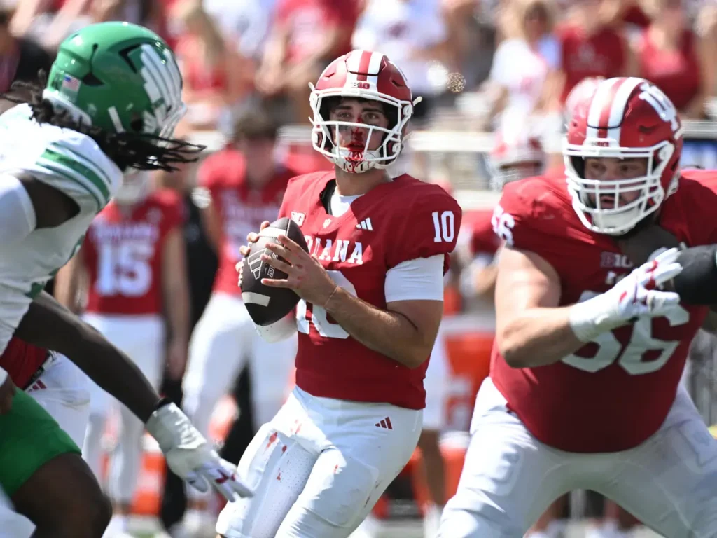 Indiana quarterback Josh Hoover in game action