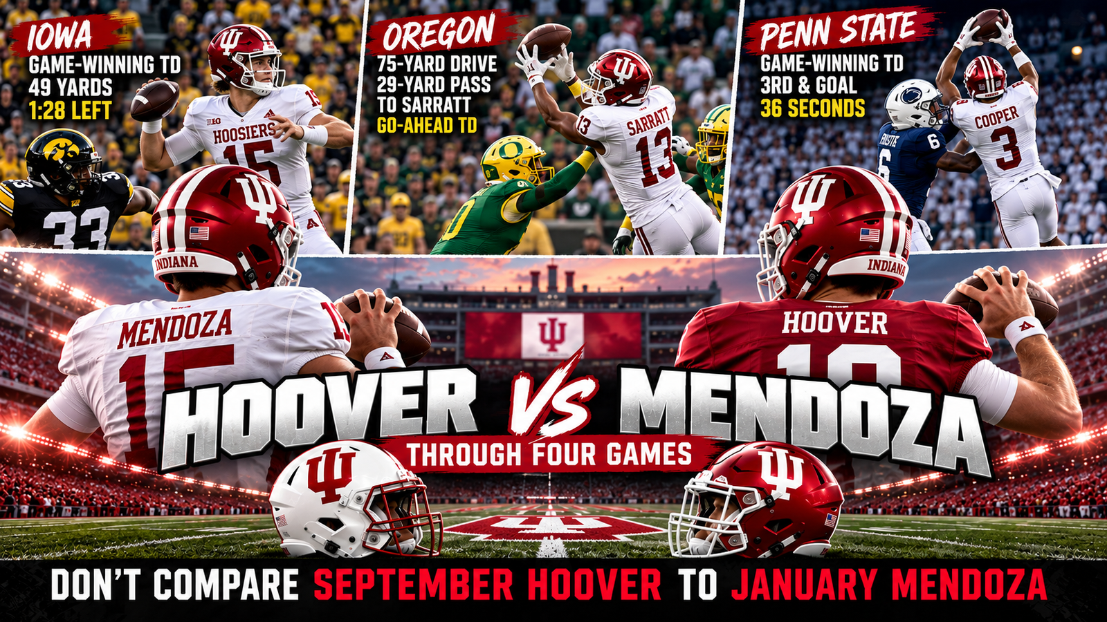 Josh Hoover vs. Fernando Mendoza: Are We Comparing the Same Four Games?