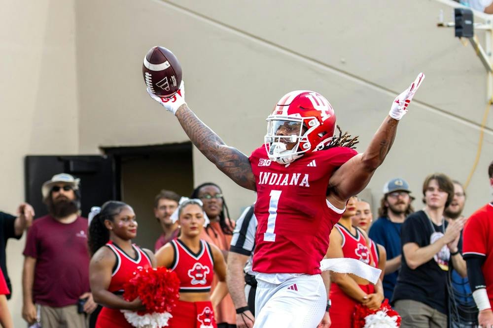 Indiana running back Turbo Richard celebrates during game action