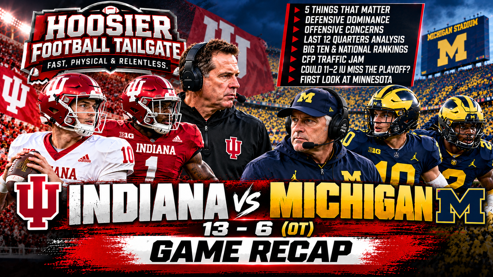 Hoosier Football Tailgate Tonight: Indiana’s Historic Michigan Win, Defensive Dominance & CFP Debate