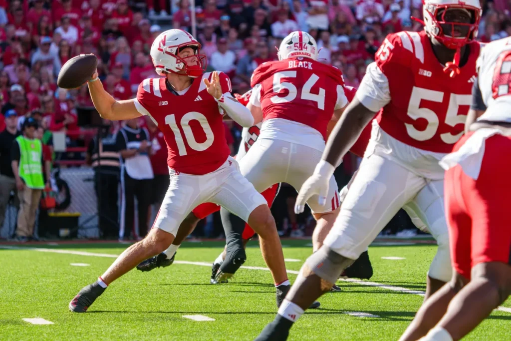 Huskers QB Colandrea attempts a pass